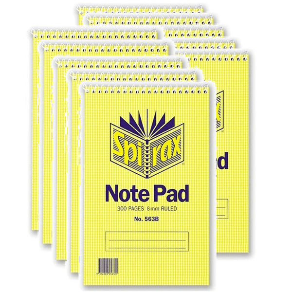 10x Spirax 563B Reporters Notebook Spiral Bound Top Open 300 Page 200x127mm 56050 - SuperOffice