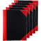 5 Pack Cumberland Black Red Notebook Casebound Ruled 100 Leaf A5 FC6210 (5 Pack) - SuperOffice