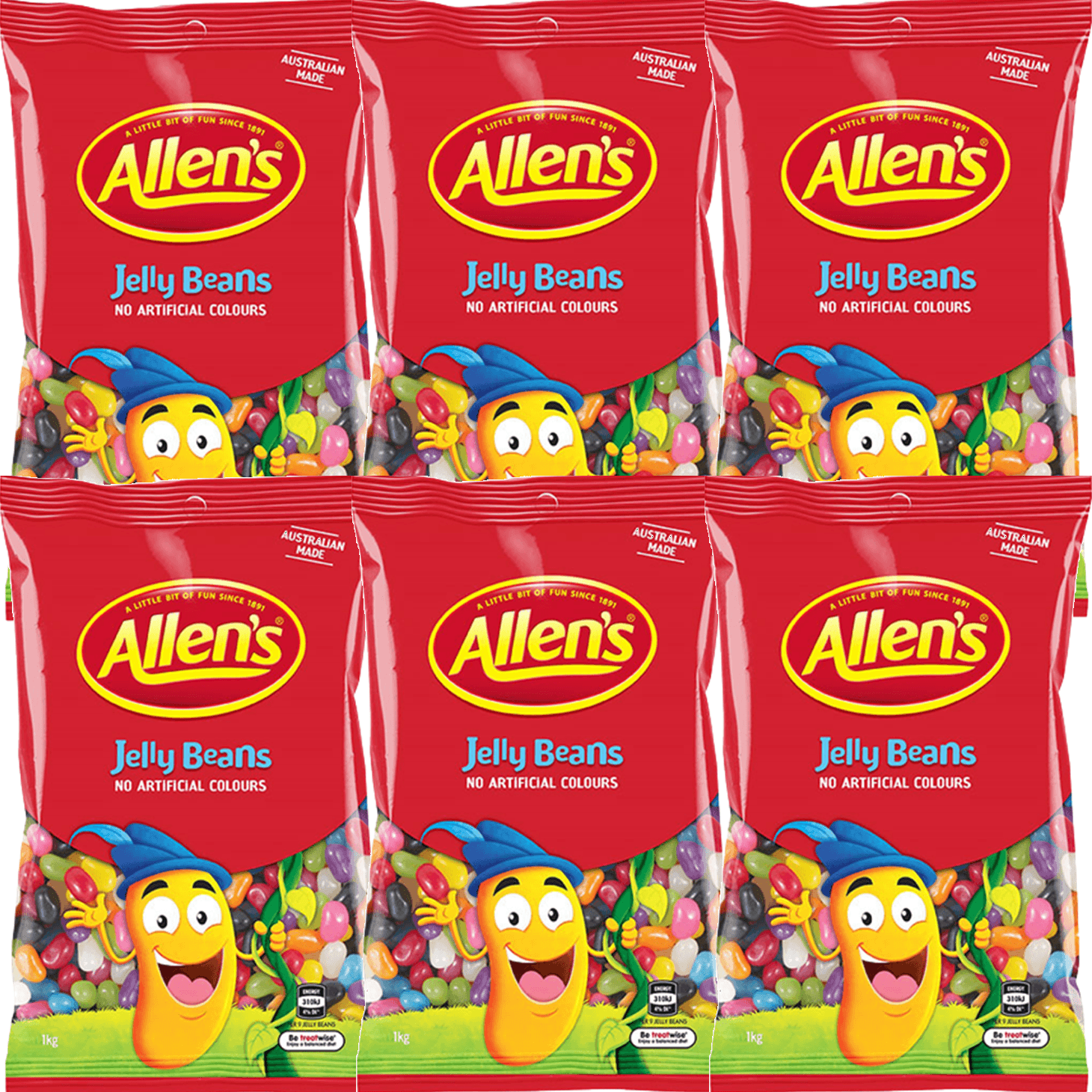 Allens Jelly Beans Lollies 1Kg Australian Made 6 Pack SuperOffice