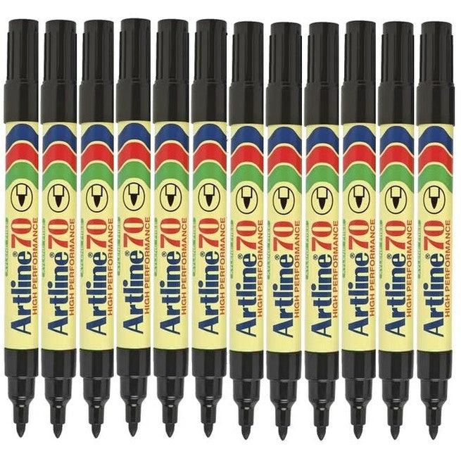Artline 70 Permanent Marker 1.5mm Bullet Black Pack 12SuperOffice