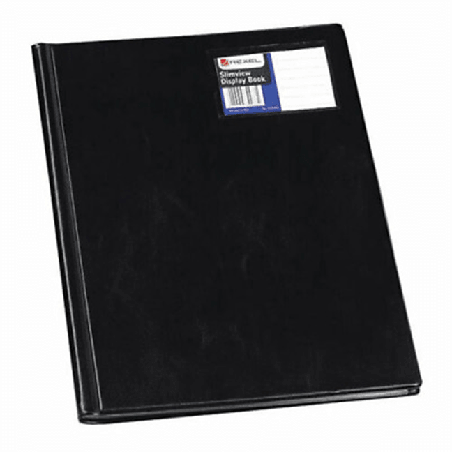 Pack 5 Rexel Slimview Display Book Folder 24 Pockets A4 Black R10015BK (5 Pack) - SuperOffice