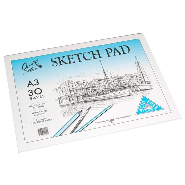 Quill Premium Sketch Pad 110Gsm 30 Leaf A3 White 100851388 - SuperOffice