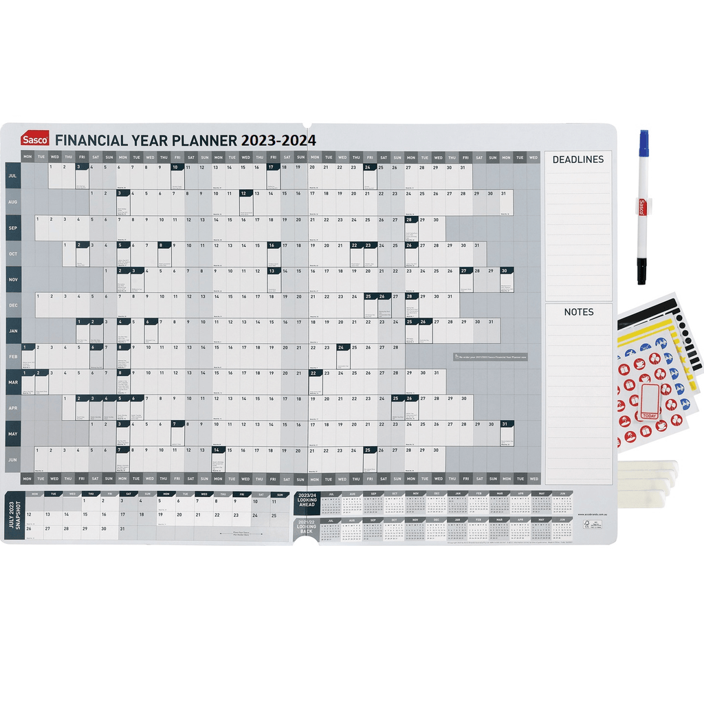 Sasco 20232024 Wall Planner Calendar Financial Year SuperOffice