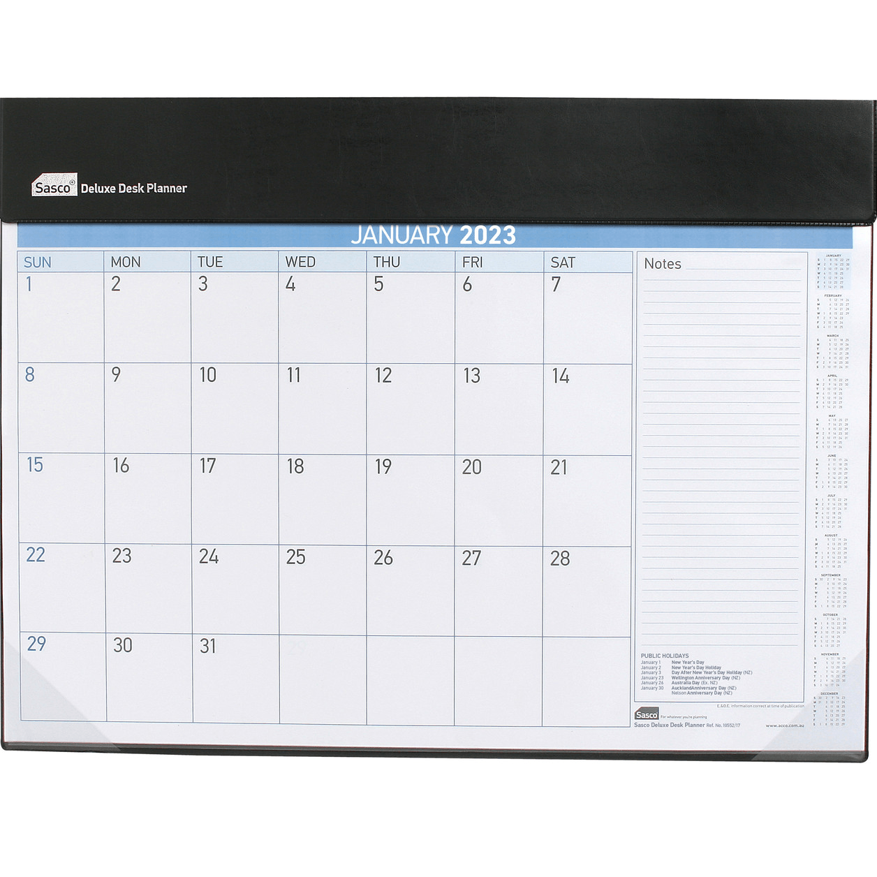 Sasco 2023 Deluxe Desk Planner Calendar Month View SuperOffice