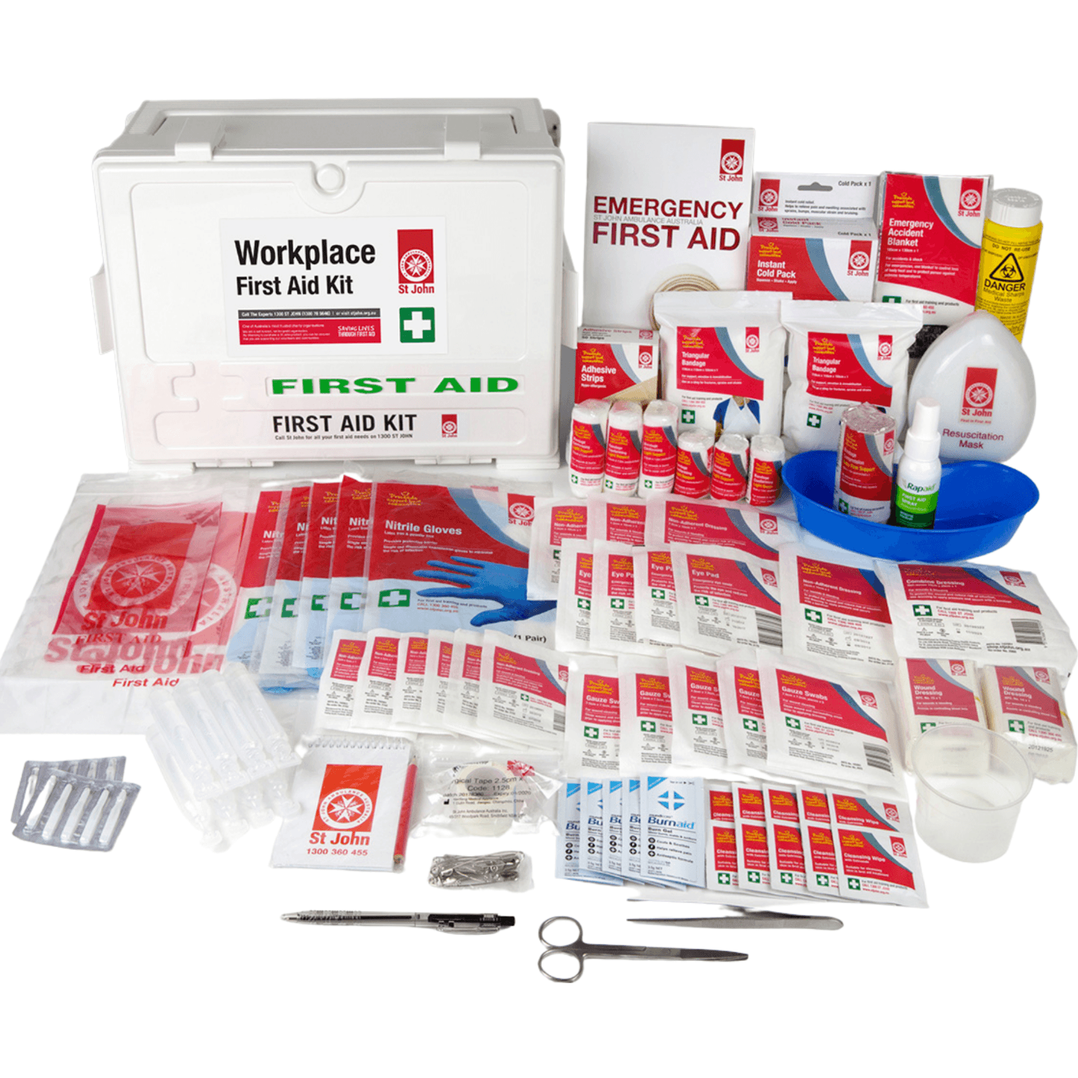 St John First Aid Kit Wall Mount Portable Box WorkPlace SuperOffice