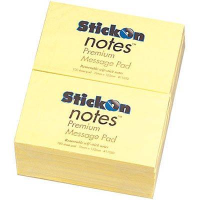 Stick On Notes 100 Sheets 76 X 127Mm Yellow Pack 12 100852307 - SuperOffice