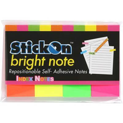 Stick On Notes 50 Sheets 50 X 20Mm Assorted Neons Pack 4 100852291 - SuperOffice