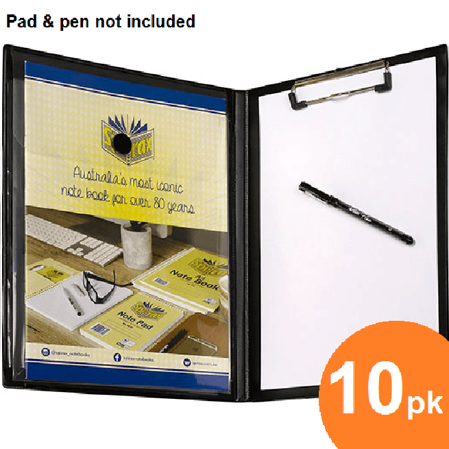 10 Pack Marbig Clipfolder Insert With Expanding Pocket A4 Black 4450002 (10 Pack) - SuperOffice