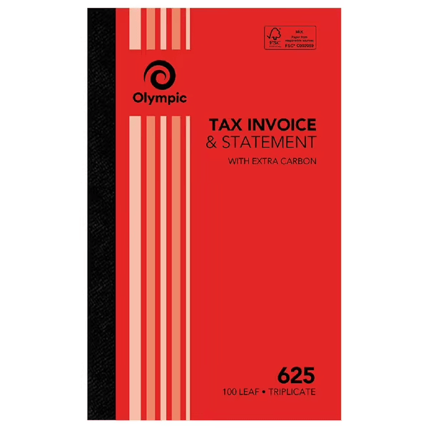 10 Pack Olympic 625 Triplicate Tax Invoice & Statement Book 100 Leaf Bulk 142803 (10 Pack) - 625 - SuperOffice