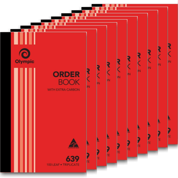 10 Pack Olympic 639 Triplicate Order Book Carbon 100 Leaf Bulk 142796 (10 Pack) - 639 - SuperOffice