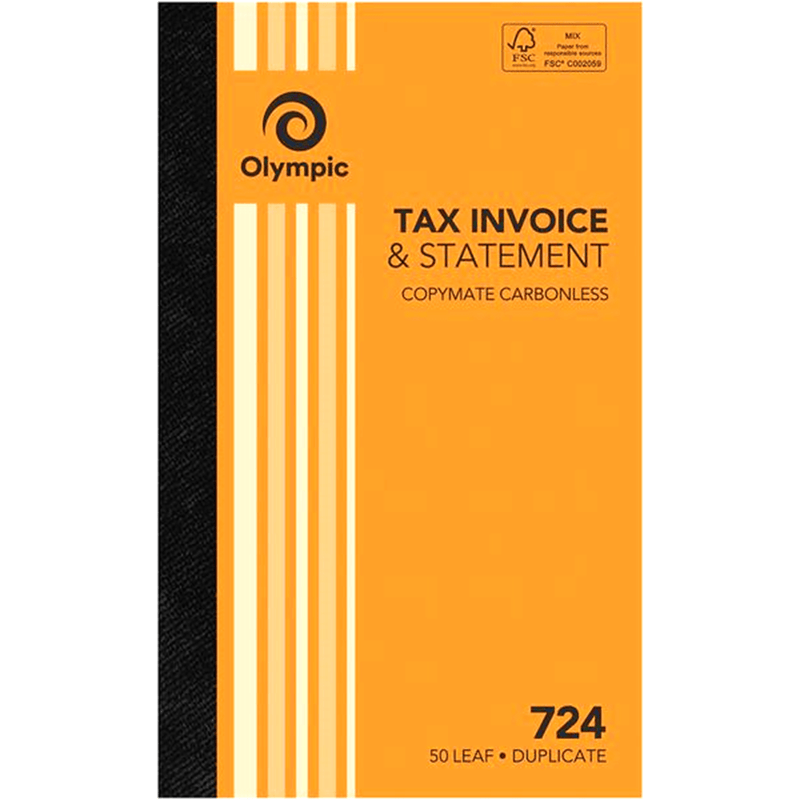 10 Pack Olympic 724 Tax Invoice Statement Carbonless Duplicate 140870 Bulk 140870 (10 Pack) - SuperOffice
