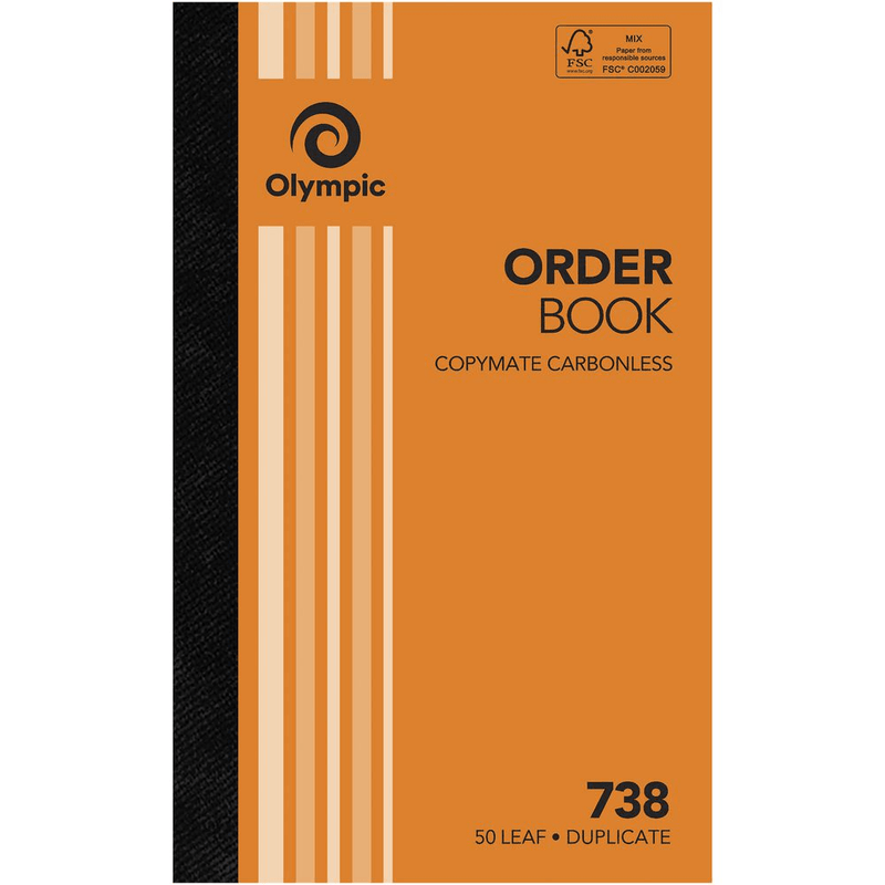 10 Pack Olympic 738 Duplicate Order Book Carbonless 50 Leaf Bulk 142793 (10 Pack) - 738 - SuperOffice