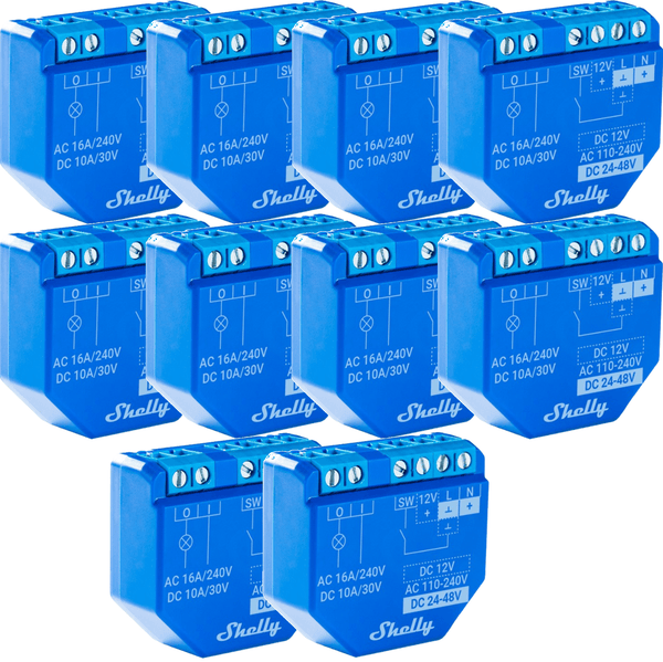 10 Pack Shelly Plus 1 WiFi Relay Switch BULK 3800235265000 (10 Pack) - SuperOffice