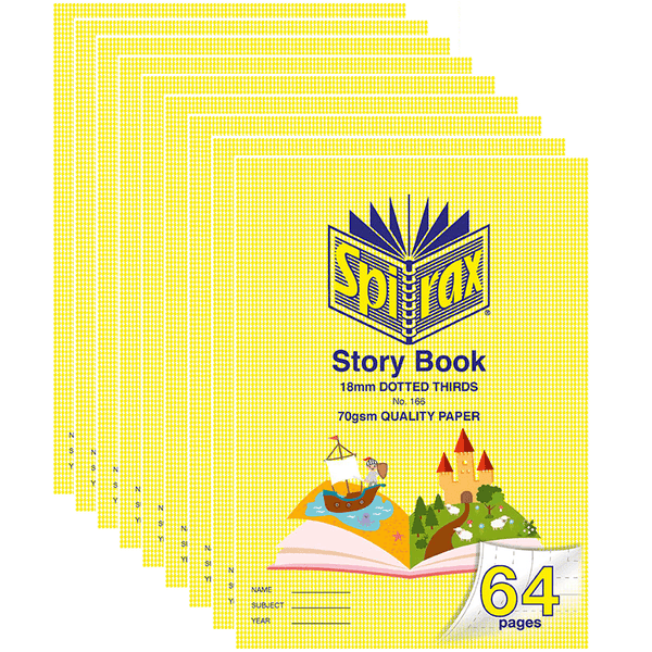 10 Pack Spirax 166 Story Book Dotted Thirds 18mm 70Gsm 64 Page 335x240mm 56166 (10 Pack) - SuperOffice