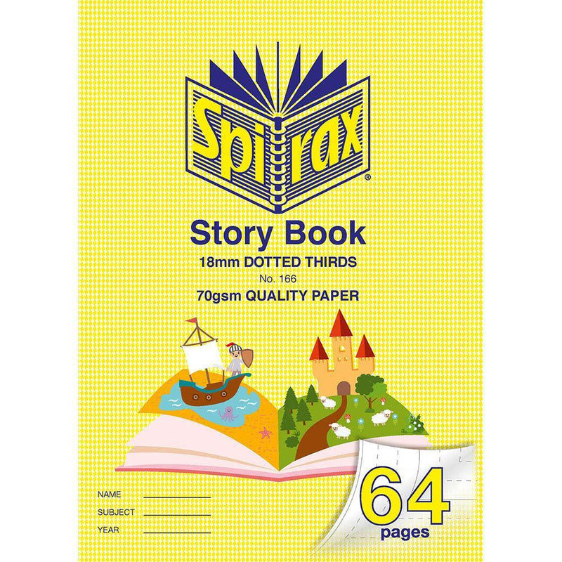 10 Pack Spirax 166 Story Book Dotted Thirds 18mm 70Gsm 64 Page 335x240mm 56166 (10 Pack) - SuperOffice