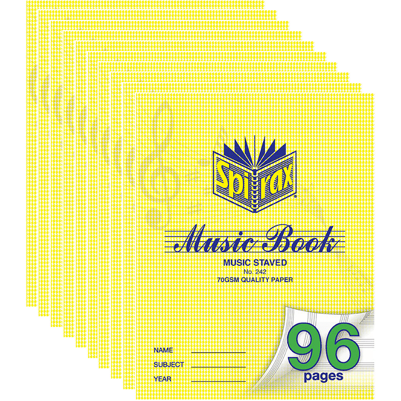 10 Pack Spirax 242 Music Book 96 Page Staved Lines 55242 (10 Pack) - SuperOffice