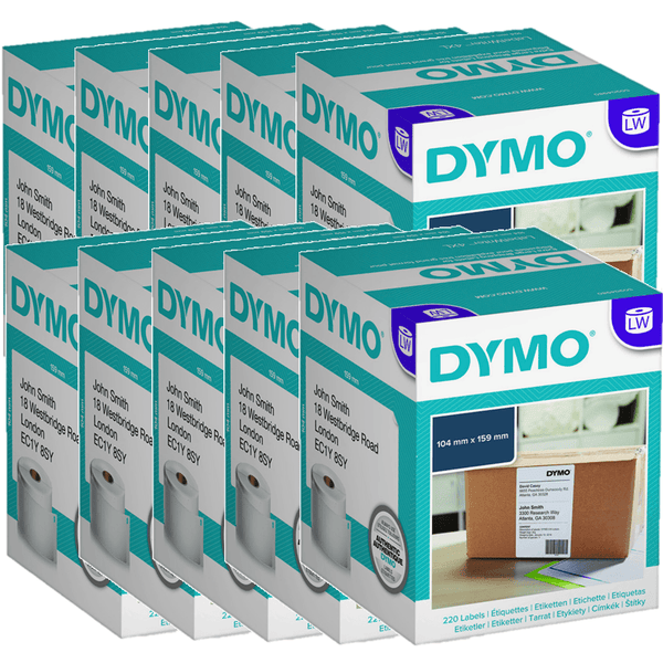 10x Dymo LabelWriter 4XL/5XL 220 Shipping Labels Roll 104X159mm S0904980 eParcel BULK S0904980 (10 Rolls) - SuperOffice