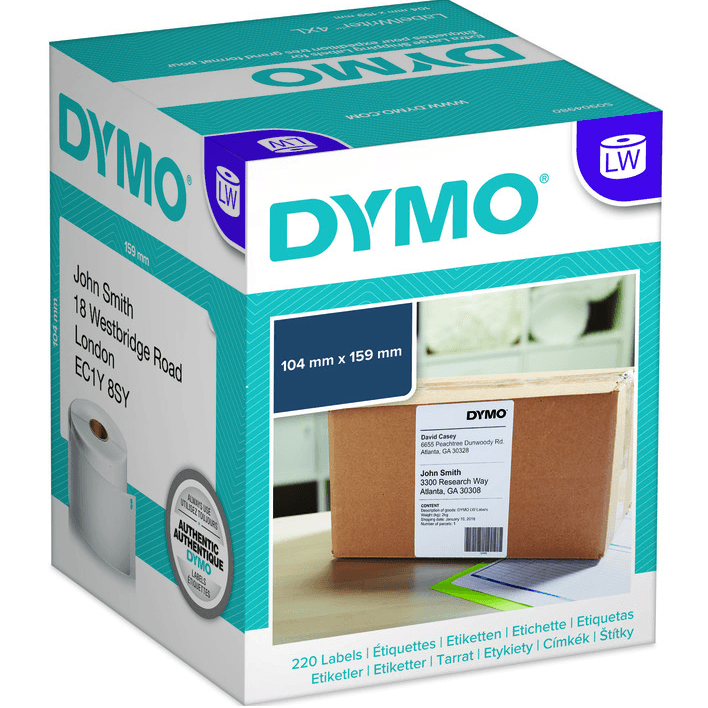 10x Dymo LabelWriter 4XL/5XL 220 Shipping Labels Roll 104X159mm S0904980 eParcel BULK S0904980 (10 Rolls) - SuperOffice