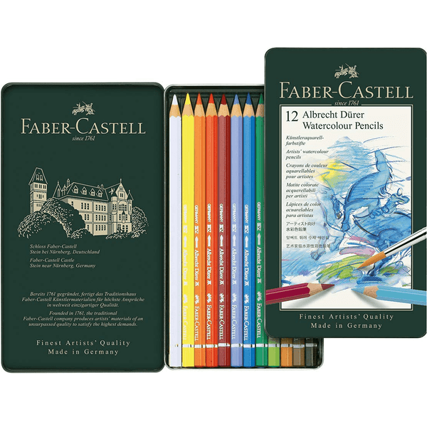 12 Faber-Castell Albrecht Durer Water Colour Pencils Tin Set 117512 - SuperOffice