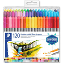 120 Staedtler Twin Tip Double Sided Fiber Pens Markers Pack Assorted Colours 3200 TB120 - SuperOffice