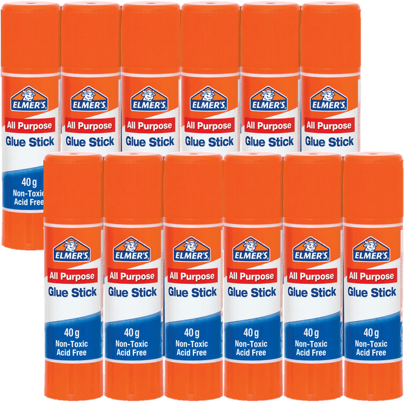 12x Elmers All Purpose School Glue Stick Clear 40G 6020210002 (12 Pack) CLEAR - SuperOffice