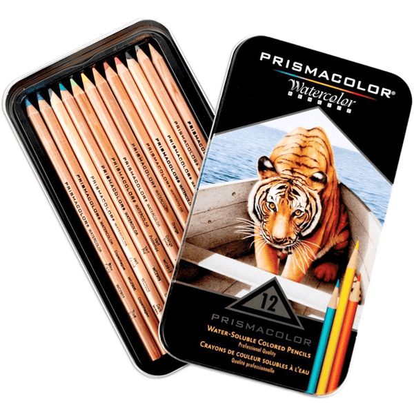 12x Prismacolor Watercolour Colour Pencils Tin PWC12 - SuperOffice