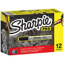 Sharpie Pro Permanent Marker Metal Barrel Bullet 1.5mm Durable Heavy Duty Black Box 12