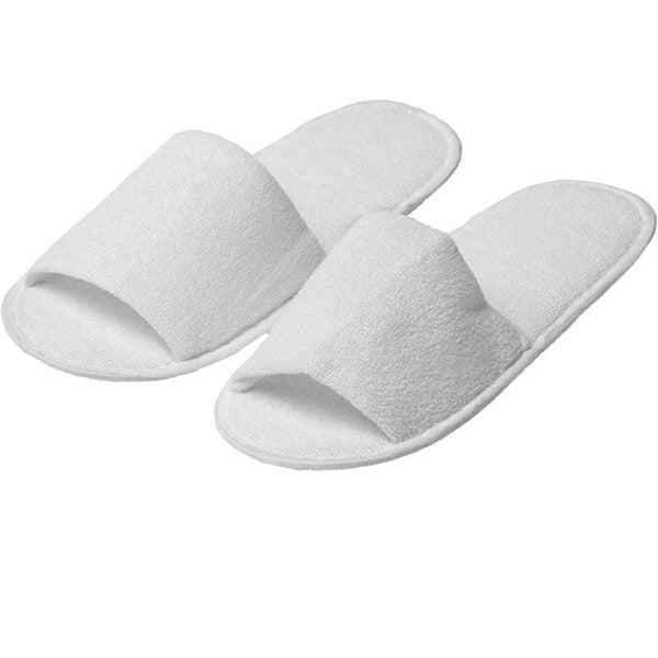 Slimline Terry Cotton Slip On Slippers White Hotel/Bath/Guest Pack 200 Pairs Bulk 576090 (200 Pairs) - SuperOffice