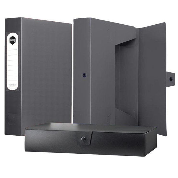 Marbig Box File Button Closure 60mm A4 Black Pack 10 2009802 (10 Pack) - SuperOffice