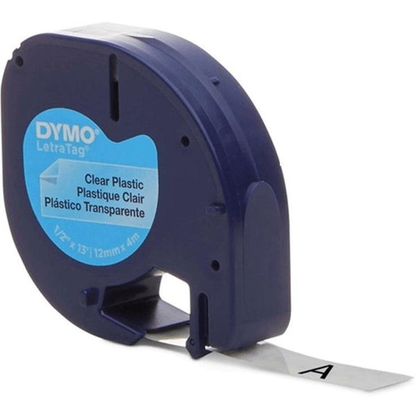 20 Pack Dymo 16952 Letratag Labelling Tape Plastic 12mmx4m Black On Clear Bulk 16952 (20 Pack) - SuperOffice