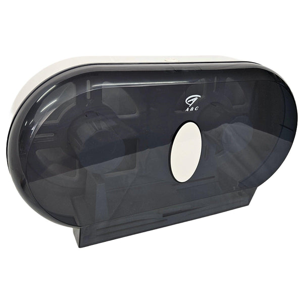 A&C Gentility Jumbo Toilet Paper Roll Double Dispenser Wall Mounted Black AC-902B AC-902B - SuperOffice