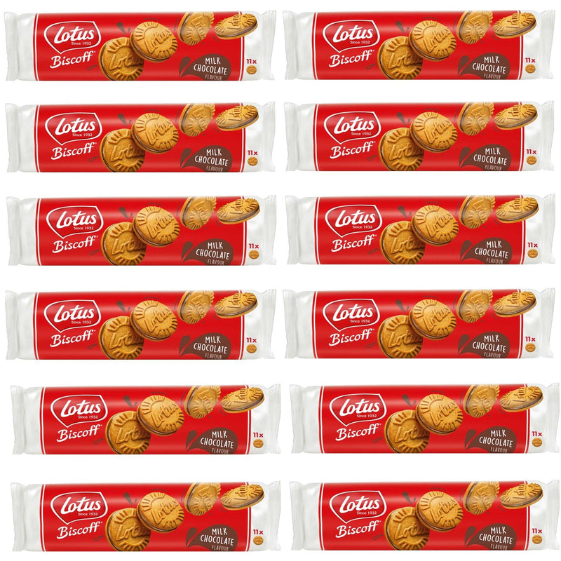 Lotus Biscoff Sandwich Biscuits Milk Chocolate 110g Pack 12 15410126676355 (Milk Choc) - SuperOffice