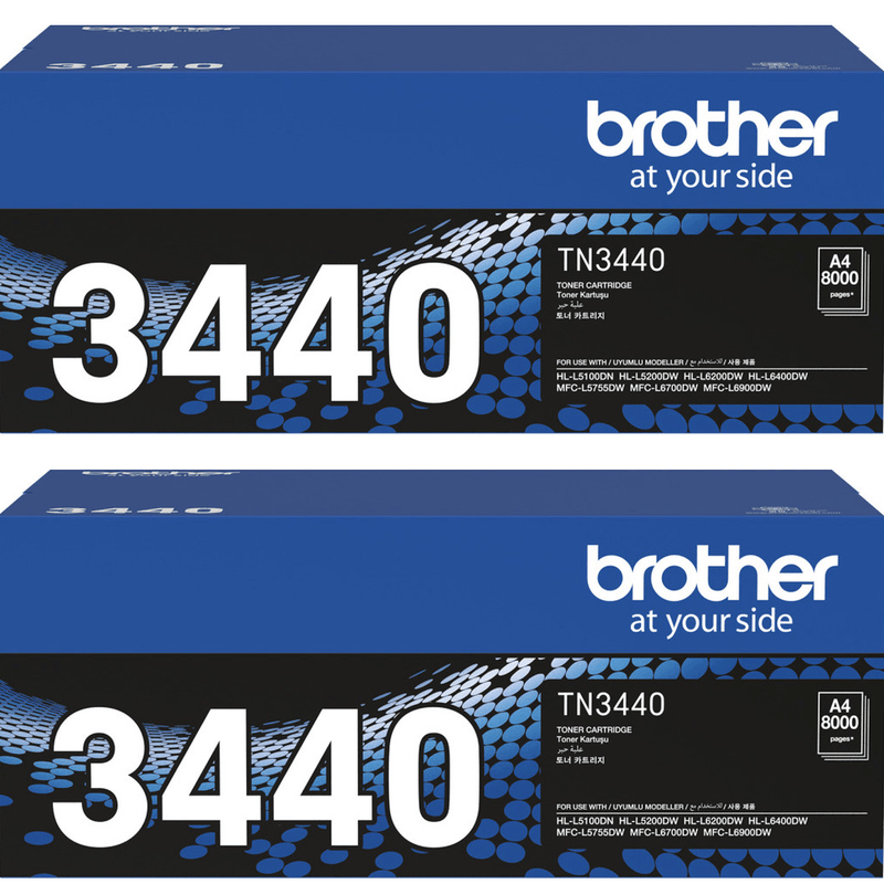 2 Pack Brother TN3440 Toner Ink Cartridge Genuine Original Black TN-3440 TN-3440 (2 Pack) - SuperOffice