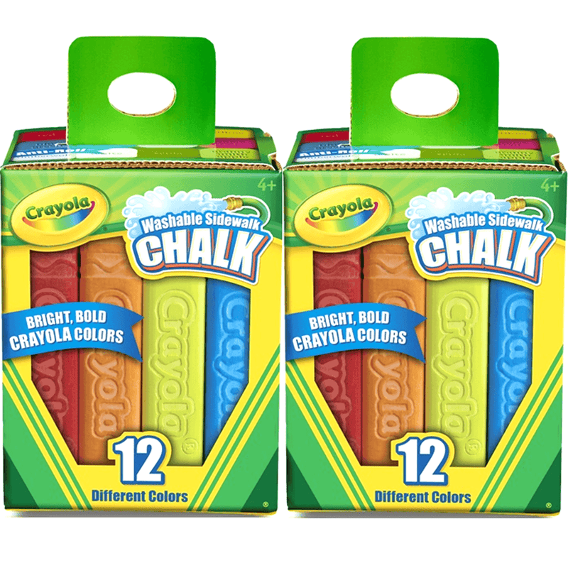 2 Pack Crayola Washable Sidewalk Chalk Assorted Box 12 512012 (2 Pack) - SuperOffice