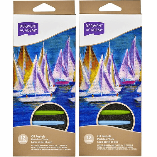 2 Pack Derwent Academy Oil Pastels Assorted Pack 12 R32900 (2 Pack) - SuperOffice