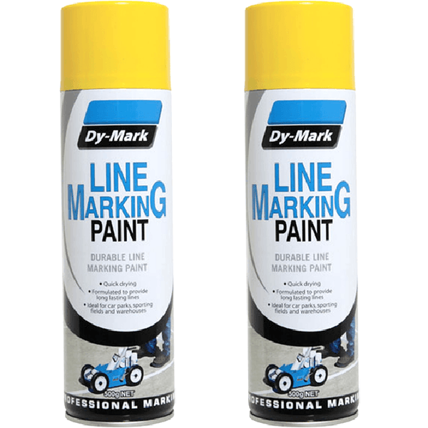 2 Pack Dy-Mark Line Marking Spray Paint 500G Can Yellow Durable B845731 (2 Cans) - SuperOffice