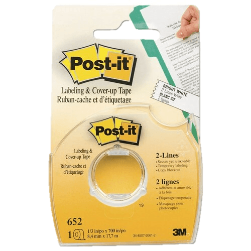 2 Pack Post-It 652 Correction And Cover Up Tape 2 Line 8.4mmx17.7m 70071088374 (2 Pack) - SuperOffice