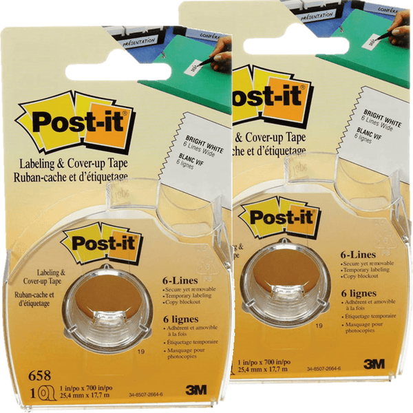 2 Pack Post-It 658 Correction And Cover Up Tape 6 Lines 25.4mmx17.7m 70071088325 (2 Pack) - SuperOffice