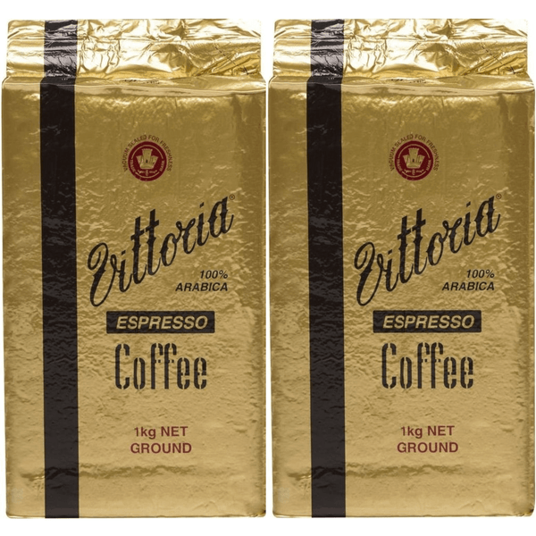2 Pack Vittoria Espresso Ground Coffee 100% Arabica 1kg 5694 (2 Pack) - SuperOffice