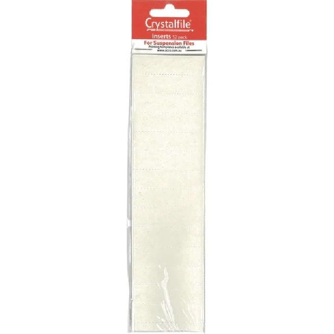 25 Packs Crystalfile Rectangular Inserts Blank White Pack 52 111547 (25 Packs) - SuperOffice