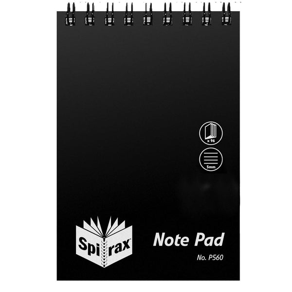 Spirax P560 Pocket Notebook Spiral Bound Top Opening 96 Page 112x77mm Black 40 Pack 5604200 (40 Pack) - SuperOffice