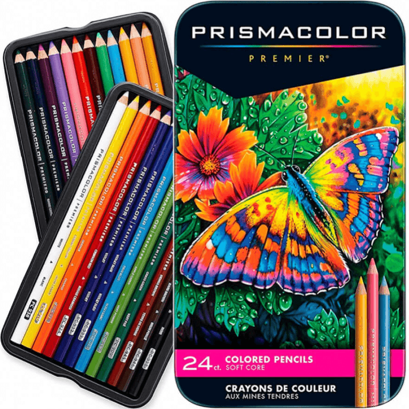 24 Prismacolor Premier Colour Pencils Tin Soft Core Coloured Set PC953 - SuperOffice