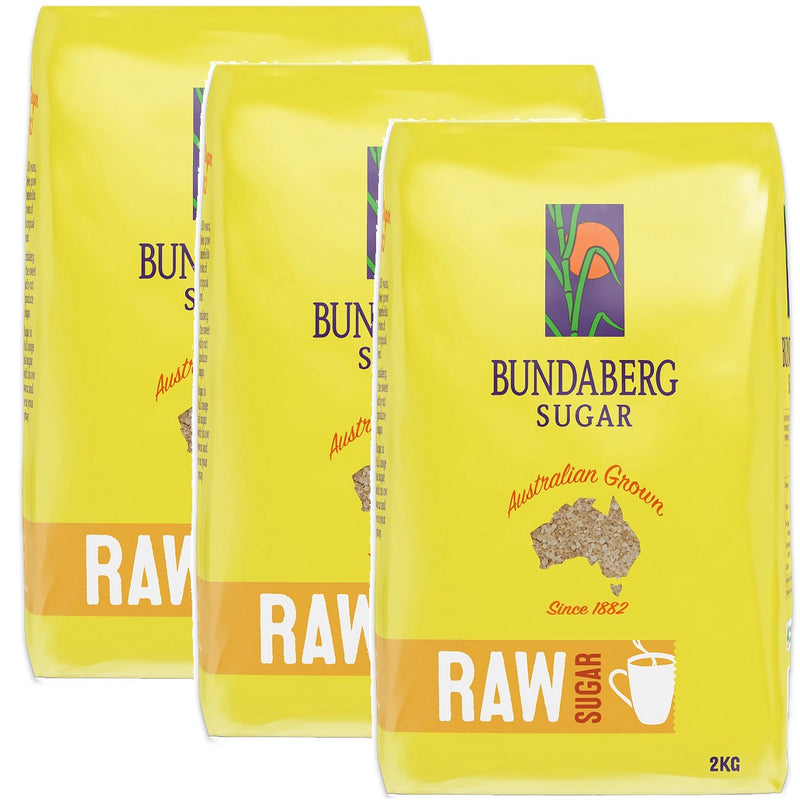 3 Pack Bundaberg Raw Brown Sugar 2kg Bag Tea Coffee Bulk