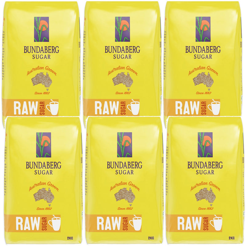 6 Pack Bundaberg Raw Brown Sugar 2kg Bag Tea Coffee Bulk