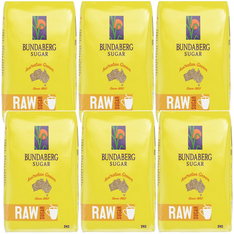 6 Pack Bundaberg Raw Sugar 2kg Bag Tea Coffee Bulk