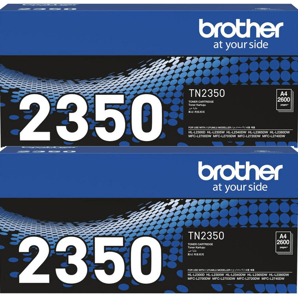 2x Brother TN-2350 Toner Ink Cartridge Black Genuine TN2350 TN-2350 (2 Pack) - SuperOffice