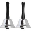 2x Hand Held Silver Ringing Bell Home Office School Ring Reception Dinner Counter Hand Bell (2 Pack) - SuperOffice