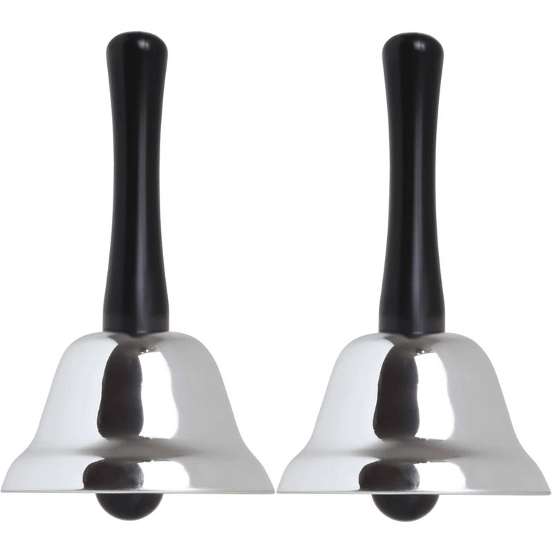 2x Hand Held Silver Ringing Bell Home Office School Ring Reception Dinner Counter Hand Bell (2 Pack) - SuperOffice
