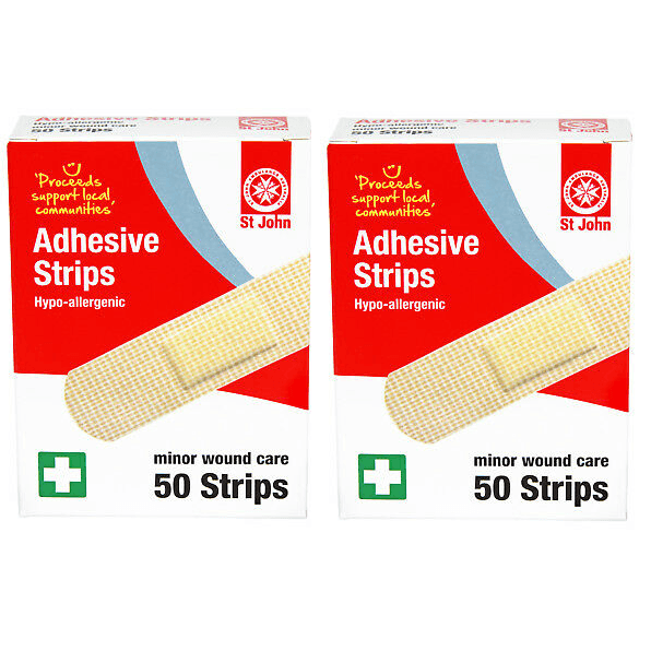2x St John Plastic Strips Band Stick Pack 50 2230 (2 Boxes) - SuperOffice
