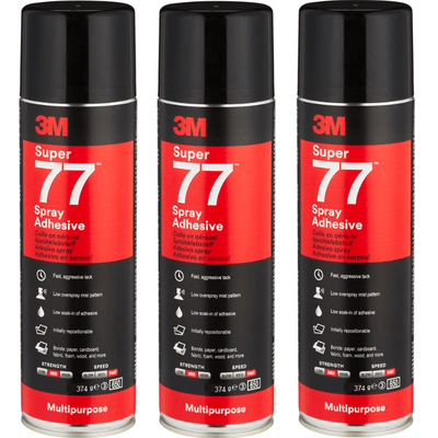 12 Pack 3M Super 77 Multi-Purpose Adhesive Glue Spray Can 375G